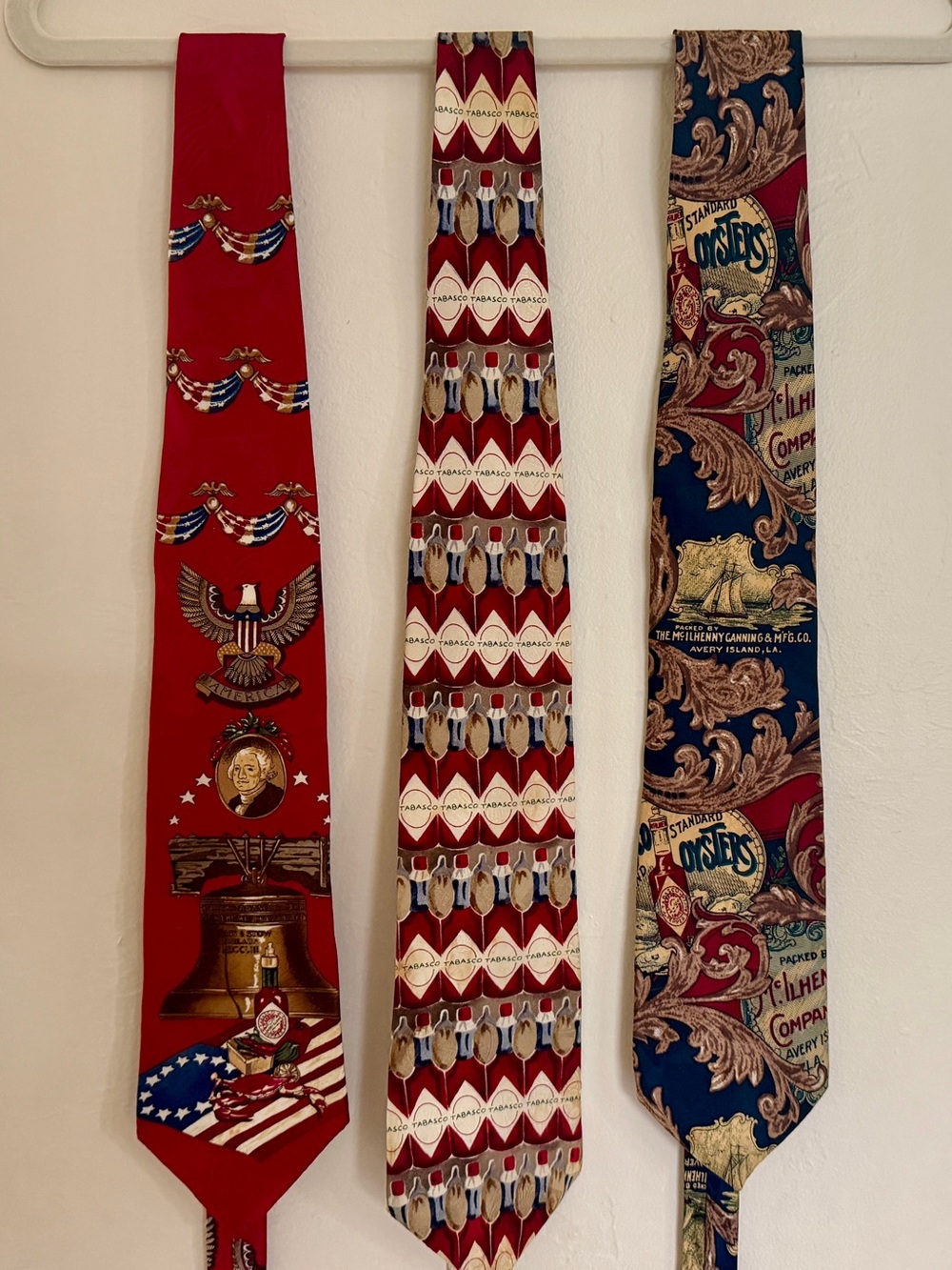 Tabasco Red Novelty Necktie with Bottle Pattern
